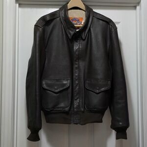VTG Cooper A-2 100% Goatskin Leather USAF Brown Bomber Flight Jacket Men's 44 R